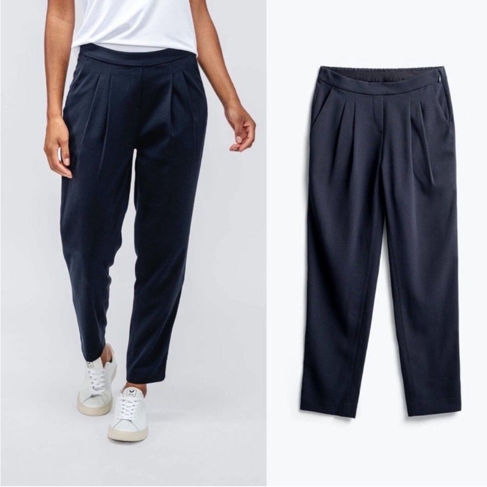 Ministry Of Supply Dark Navy Swift Drape Pleated Trouser Pant Size 6 Minimalist